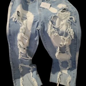 Light Blue Distressed Boyfriend Jeans